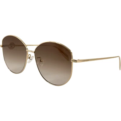Alexander McQueen AM0288S Womens Metal Sunglass 002 Gold Brown 62-15 Italy - Image 1 of 4