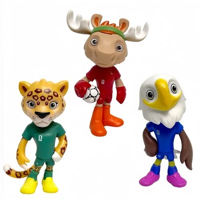 3 Piezas 2026 Copa Mundial Mascotas Estatuilla Fútbol Estrella Estatuillas Dibujos Animados Decoración del Hogar Foto 1 de 4