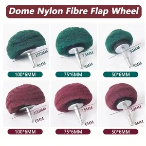 50mm-100mm Dome Nylon Fibre Flap Wheel Sanding Mop Abrasive Mop Head 6mm Shank - Picture 1 of 8