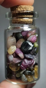 Small Polished Tourmaline Specimen Jar 21 Gram Mixed Colours Craft Lapidary Gift - Bild 1 von 10