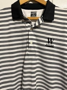 Wofford Page & Tuttle L black white stripe polo shirt top - Picture 1 of 6