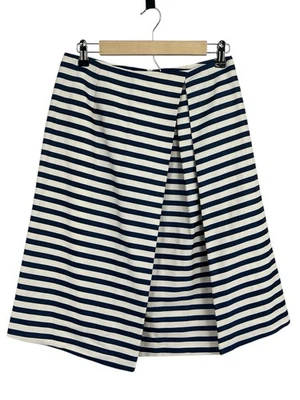 Falda Antonio Melani Azul Marino Rayas Placa Frontal Línea A Talla 6 Náutica Preppy Foto 1 de 4