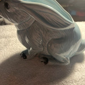 Vintage Blue Rabbit Figurine Planter Easter Stanford Pottery American Bisque 294 - Picture 1 of 8