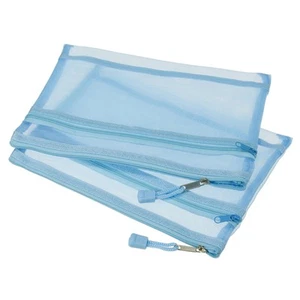 6Pcs Mesh Zipper Bags, A5 Double Layer Zip File Pouch Storage Pockets, Blue - Picture 1 of 5