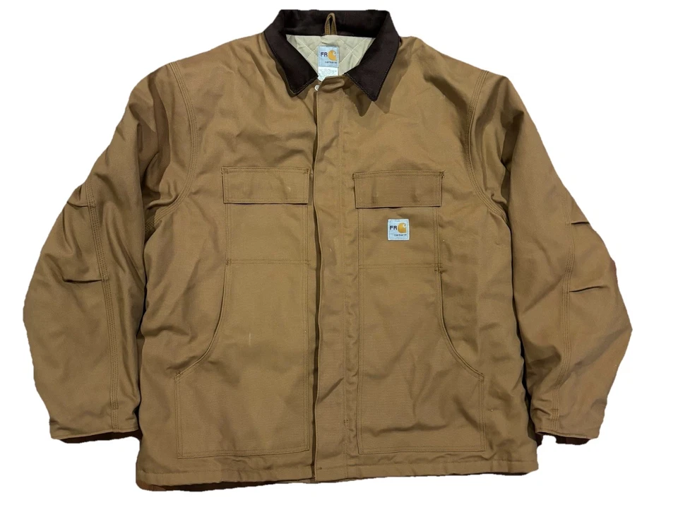 Vintage Carhartt Jacket Brown FR Flame Resistant Quilt Lined Canvas Men’s 2XL - Image 1 of 4