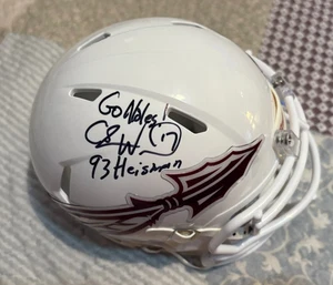 CHARLIE WARD SIGNIERTER FLORIDA STATE MINIHELM MIT COA & 93 HEISMAN & PIC - Bild 1 von 2