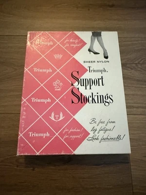 VINTAGE TRIUMPH 1950s Support Stockings Mesh NYLON STOCKINGS SZ 9 1/2-10 2 Pairs - Image 1 of 4