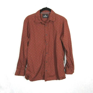 Scotch & Soda Mens Button Down Shirt Small Rust Square Print Long Sleeve - Picture 1 of 12