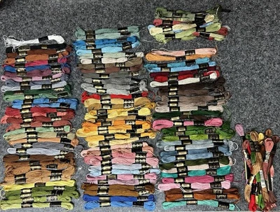 Huge Lot Of 130+ DMC Embroidery Floss Skeins W/floss Caddy & Accessories - Image 1 of 4