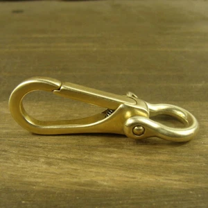 Brass Key Chain Ring Belt Snap Hook Clip + U Shackle For Fob Wallet Chain # - Picture 1 of 7