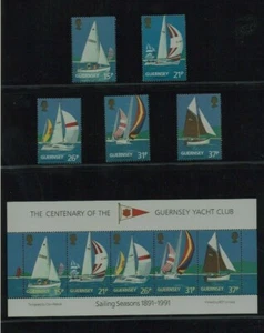 Guernsey: 1991 Guernsey Yacht Club Centenary MNH set + M/S - Picture 1 of 1