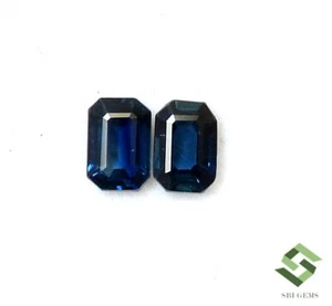 Coppia pietre preziose sfuse taglio ottagonale zaffiro blu naturale certificato 6x4 mm 1,30 CTS - Foto 1 di 8