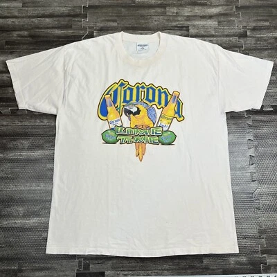 复古 Corona Lime Time 图形 T 恤 Parrot XL 啤酒促销复古海滩 — 第 1/4 张图片