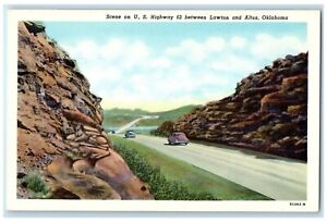 1920 Scene US Highway 62 Lawton Altus Classic Car Road Oklahoma Vintage Postcard