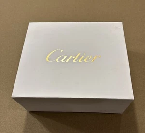 Cartier Empty Box White With Gold Letters 8” x 9" X 4” Jewelry Gift Box - Picture 1 of 11