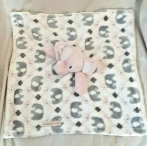 Blankets & Beyond Pink Gray Elephant Baby Security Lovey Very Soft Fleece - Picture 1 of 4