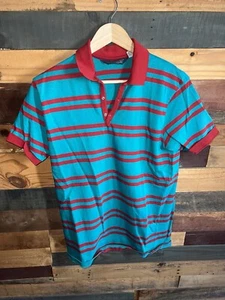 Camisa vintage años 90 Lands End color verde azulado y rojo con cuello talla grande Lands End - Imagen 1 de 7