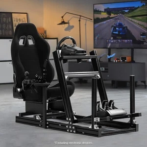 Marada Racing Sim Cockpit In Alluminio Con Sedile Nero Compatibile Con Logitech - Picture 1 of 20