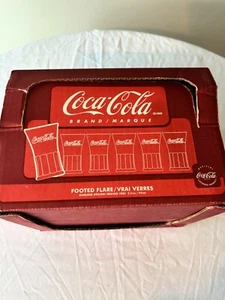 Coca Cola Green Flared Glass Tumbler Heavy Libbey Glass Coke Set Of 6 w box - Picture 1 of 5