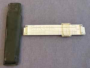 Doric K&E Keuffel & Esser 9068 Pocket Slide Rule w/ Dark Green Leather Case 9595 - Picture 1 of 12