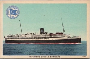 Postal de lino Eastern Steamship Lines de la década de 1940 "Cruising Liner S.S. EVANGELINE" - Imagen 1 de 2