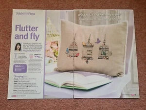 Flutter & Fly Birdcage Cushion Cross Stitch Pattern - Pattern Only - Picture 1 of 4