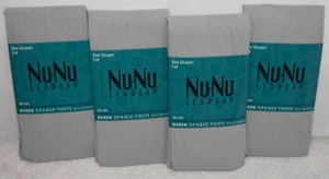 4 New Footed Silver Gray Opaque Tights Pantyhose Lot Queen Q Tall 5'2"6'2" - Picture 1 of 11