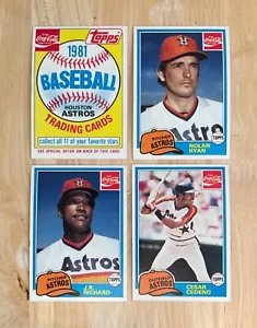 1981 TOPPS Coca Cola COKE ~ ASTROS Prototype Set - # 1 RYAN 2 RICHARD 3 CEDENO - Picture 1 of 7