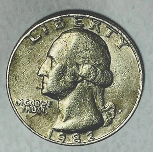 1982 Filled P Type Liberty Quarter Dollar US Coin No Mint Mark Good Condition - Picture 1 of 5