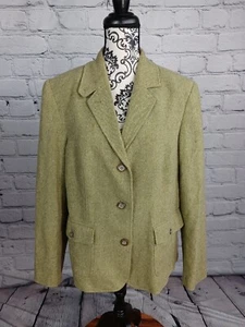 L L Bean women's career long sleeve line jacket button front pockets size L B20 - Picture 1 of 10