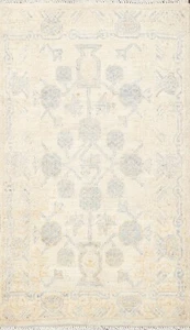 Vegetable Dye Geometric Khotan Oriental Wool Area Rug IVORY Hand-knotted 2'x3' - Picture 1 of 12
