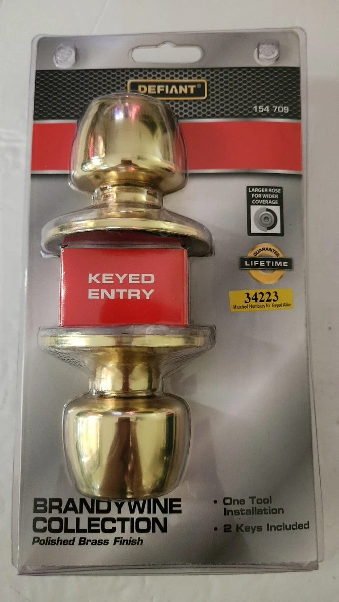 Defiant Brandywine Keyed Entry Door Knob Polished Brass 154 709