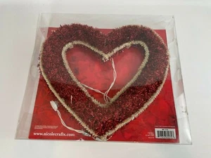 Nicole Pre Lit Tinsel Heart Valentine's Day Lighted Wall Decor 12.5 x 14.5 - Picture 1 of 8