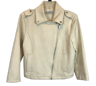 Chaqueta estilo moto Bagatelle Collection para mujer talla M beige balancín súper suave Foto 1 de 4