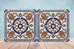 Azulejos de pared de cerámica griega - Juego de 2 azulejos de arte de cerámica para salpicadero de cocina para baño - Imagen 1 de 3