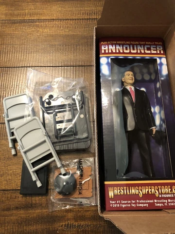 Wrestling Announcer Action Figure & Gear Breakaway Table chairs megaphone Laptop Cover