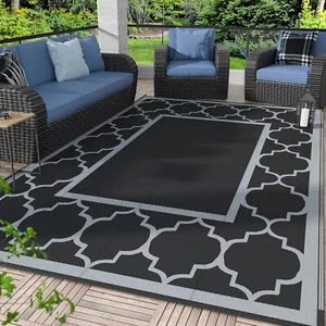 Outdoor Rug 8x10 Plastic Straw Reversible Large Carpet Mat for Camping & Patio - Picture 1 of 51