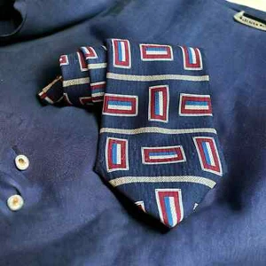 GianFranco Ferretti Tie Red White Blue Tan Geometric Shapes American Colors - Picture 1 of 8