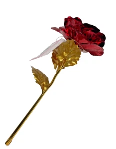 Foil Rose Artificial Flowers Red, Black, Iridescent, Gold, Pink with Gold Stems - Picture 1 of 22