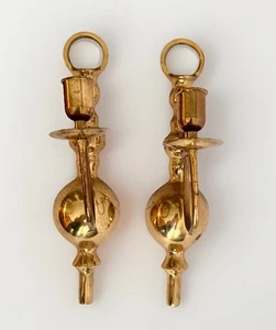 "Par de candelabros cónicos vintage de latón de 12"" ornamentados mediados de siglo" - Imagen 1 de 5