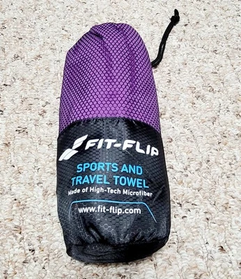 NOVA Toalha de Microfibra Fit-Flip Roxa Esportiva e Viagem Secagem Rápida - Imagem 1 de 3