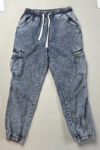 CEST TOI BLUE ACID WASH POCKET MOM JOGGER JEANS DRAWSTRING C'EST TOI HIGH RISE - Picture 1 of 9