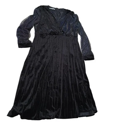 Dalia MacPhee Velvet Dress Sheer Star Sleeves Sequin Women Size 2X With Tags - Image 1 of 4