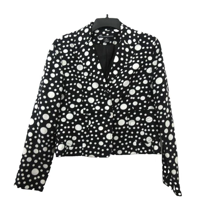 Arthur Levine Blazer Women 10P Petite Linen Blend Black White Polka Dot Lined - Image 1 of 4