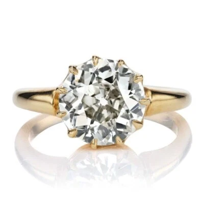2Ct Old European Cut Lab Grown/CVD Diamond Solitaire Ring 14K Yellow Gold - Image 1 of 4