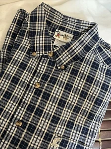 Walt Disney World Button Down Kragen blau kariert Logo Baumwolle SS Herren Hemd XL - Bild 1 von 6