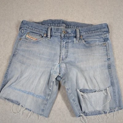 Pantalones Cortos Diesel Para Hombre 30 Azul Denim Envejecido Golpeado Tiro Bajo Foto 1 de 4