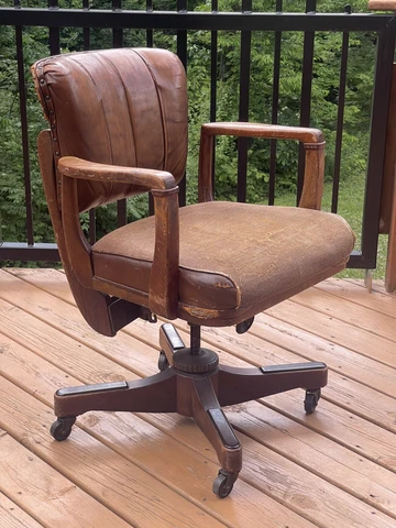 Old Vintage Antique Sikes Furniture Swiveling Tilting Banker’s Office Chair Cover