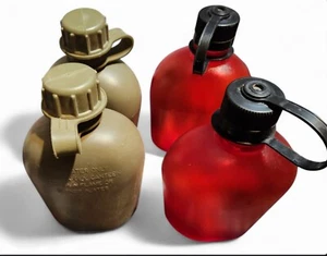 2 Nalgene Sustain 32oz Oasis Canteens Bottle (RED) And 2 Military Canteens Green - Picture 1 of 7