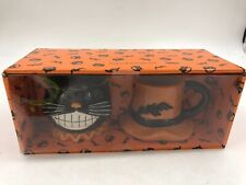 Ceramic Vintage Boxed Black Cat & Bat Hat Cream & Sugar Set of 2 CC01B50017
